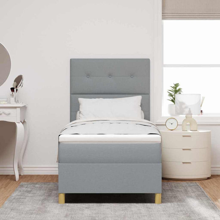 Pat cu arcuri cu headboard Gri deschis 100 x 200 cm țesătură WALTI