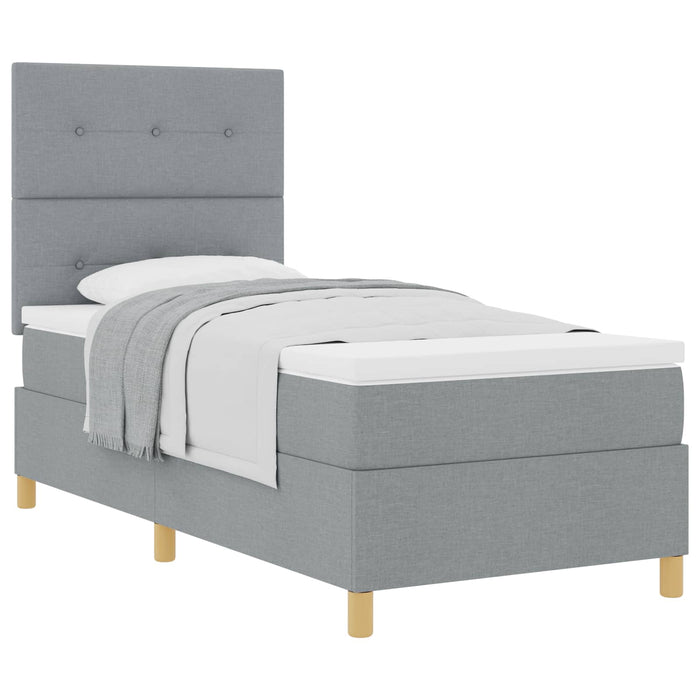 Pat cu arcuri cu headboard Gri deschis 100 x 200 cm țesătură WALTI