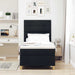 Pat cu arcuri cu headboard Negru 100 x 200 cm țesătură - WALTI WALTI