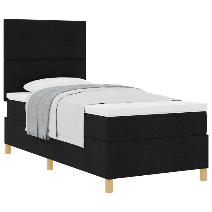 Pat cu arcuri cu headboard Negru 100 x 200 cm țesătură - WALTI WALTI