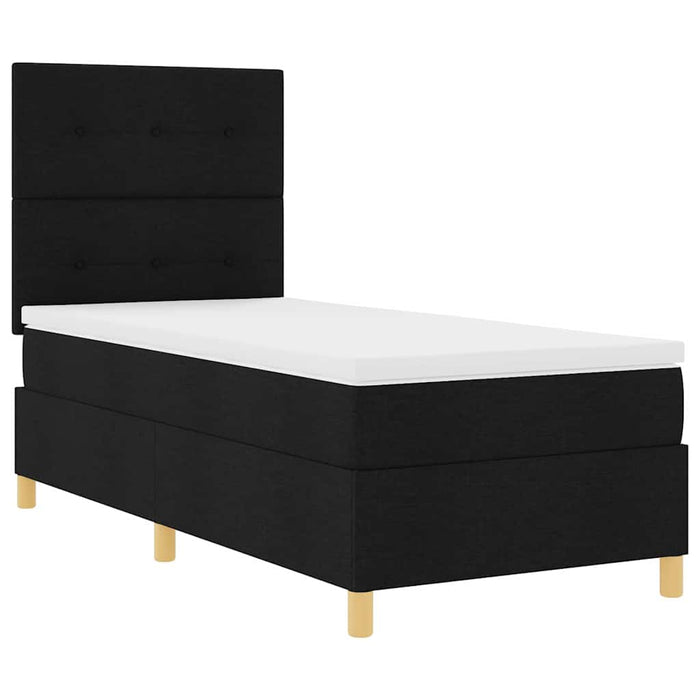 Pat cu arcuri cu headboard Negru 100 x 200 cm țesătură - WALTI WALTI