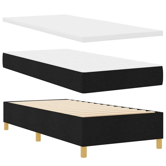 Pat cu arcuri cu headboard Negru 100 x 200 cm țesătură - WALTI WALTI