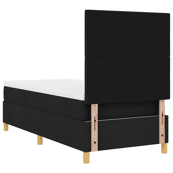 Pat cu arcuri cu headboard Negru 100 x 200 cm țesătură - WALTI WALTI