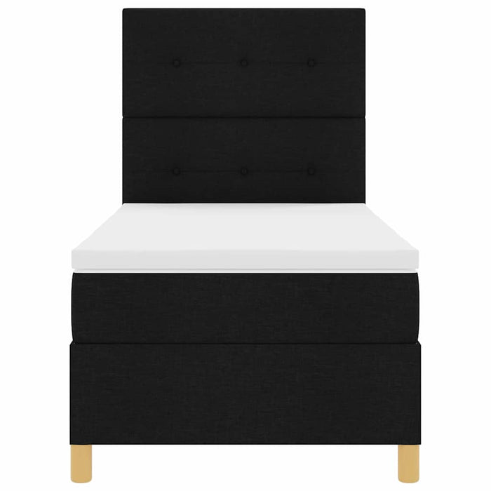 Pat cu arcuri cu headboard Negru 100 x 200 cm țesătură - WALTI WALTI