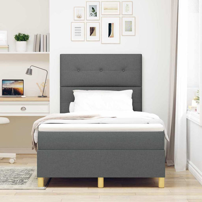 Pat cu arcuri cu headboard Gri închis 120 x 190 cm țesătură WALTI