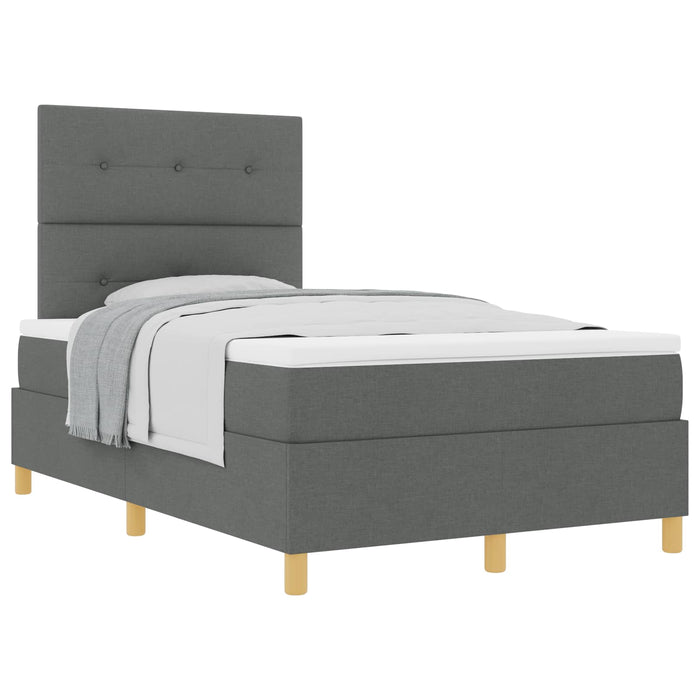 Pat cu arcuri cu headboard Gri închis 120 x 190 cm țesătură WALTI