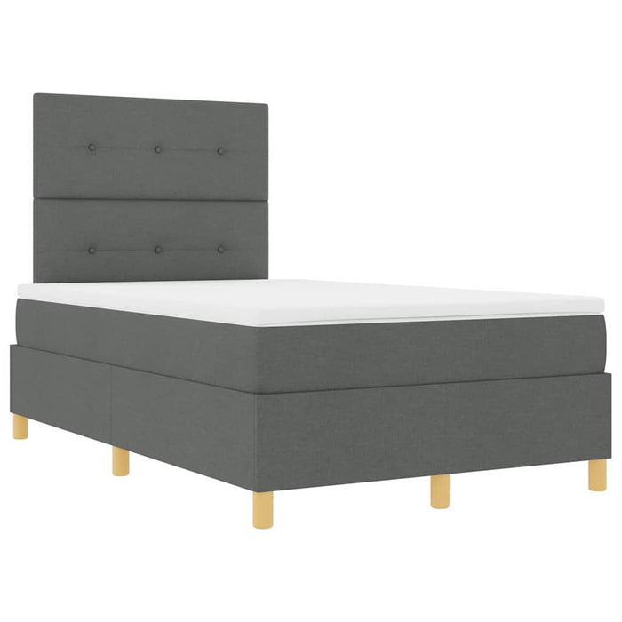 Pat cu arcuri cu headboard Gri închis 120 x 190 cm țesătură WALTI