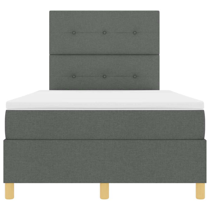 Pat cu arcuri cu headboard Gri închis 120 x 190 cm țesătură WALTI