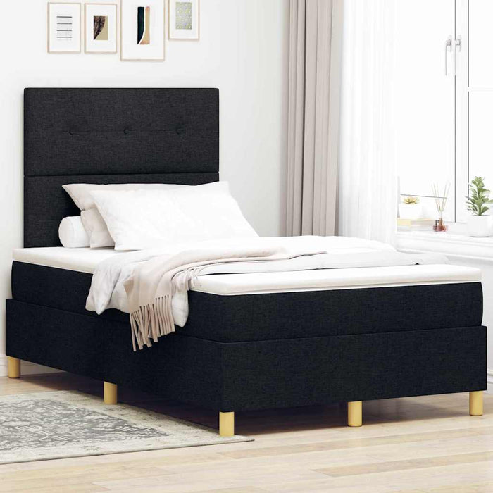 Pat cu arcuri cu headboard Negru 120 x 190 cm țesătură - WALTI WALTI