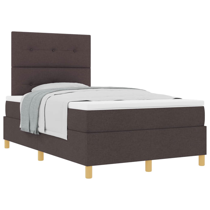 Pat cu arcuri cu headboard Maro închis 120 x 190 cm țesătură WALTI
