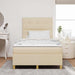 Pat cu arcuri cu saltea cu headboard Crem 120 x 190 cm țesătură - WALTI WALTI
