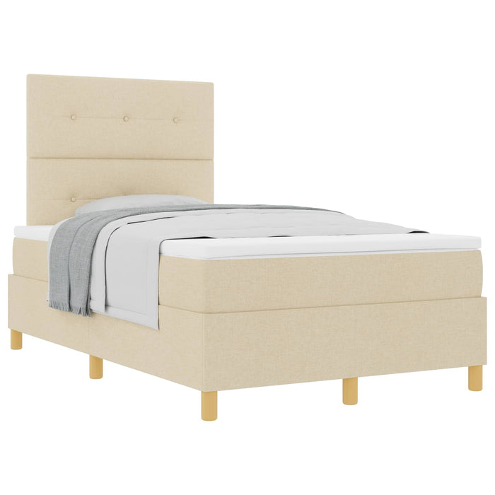 Pat cu arcuri cu saltea cu headboard Crem 120 x 190 cm țesătură - WALTI WALTI