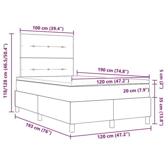 Pat cu arcuri cu saltea cu headboard Crem 120 x 190 cm țesătură - WALTI WALTI