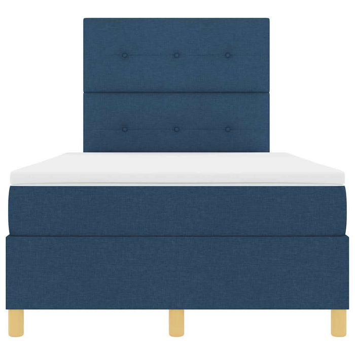 Pat cu arcuri cu headboard albastru 120 x 190 cm țesătură - WALTI WALTI
