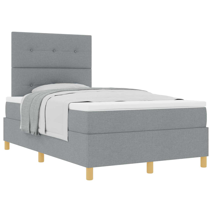 Pat cu arcuri cu headboard Gri deschis 120 x 200 cm țesătură - WALTI WALTI