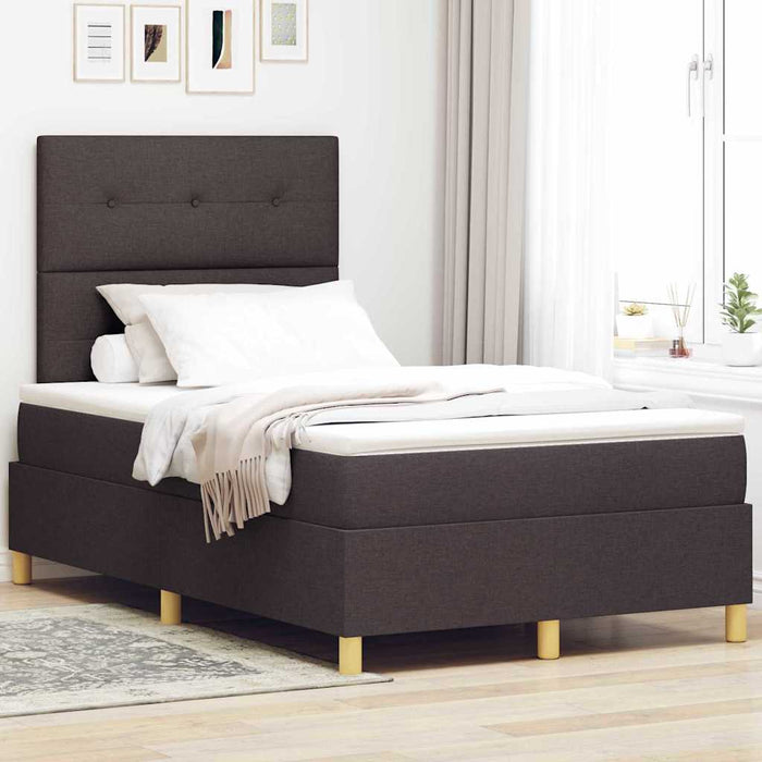 Pat cu arcuri cu headboard Maro închis 120 x 200 cm țesătură WALTI