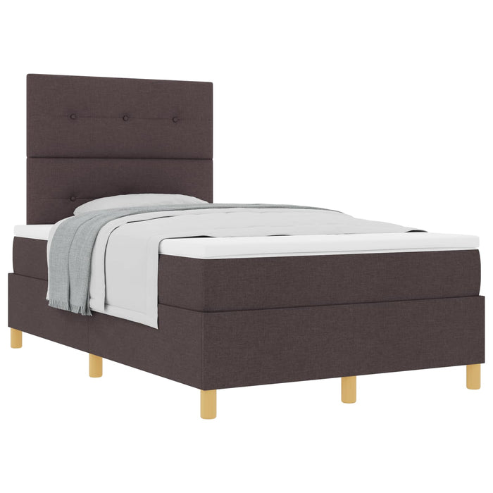 Pat cu arcuri cu headboard Maro închis 120 x 200 cm țesătură WALTI