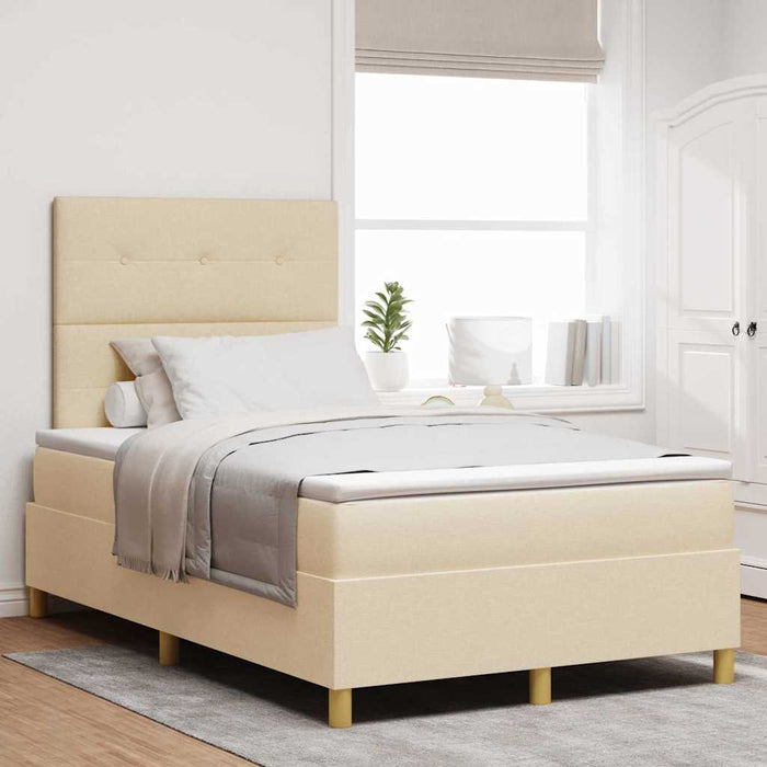 Pat cu arcuri cu saltea cu headboard Crem 120 x 200 cm țesătură - WALTI WALTI
