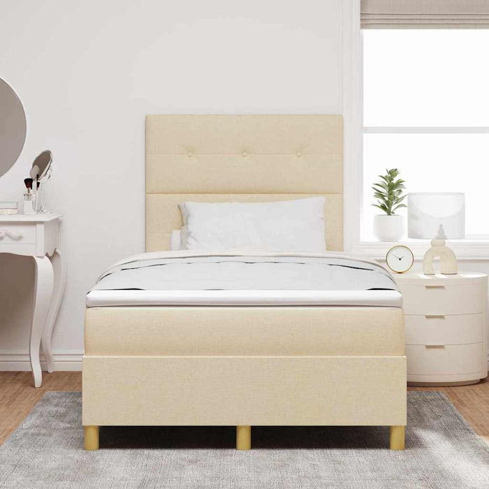 Pat cu arcuri cu saltea cu headboard Crem 120 x 200 cm țesătură - WALTI WALTI