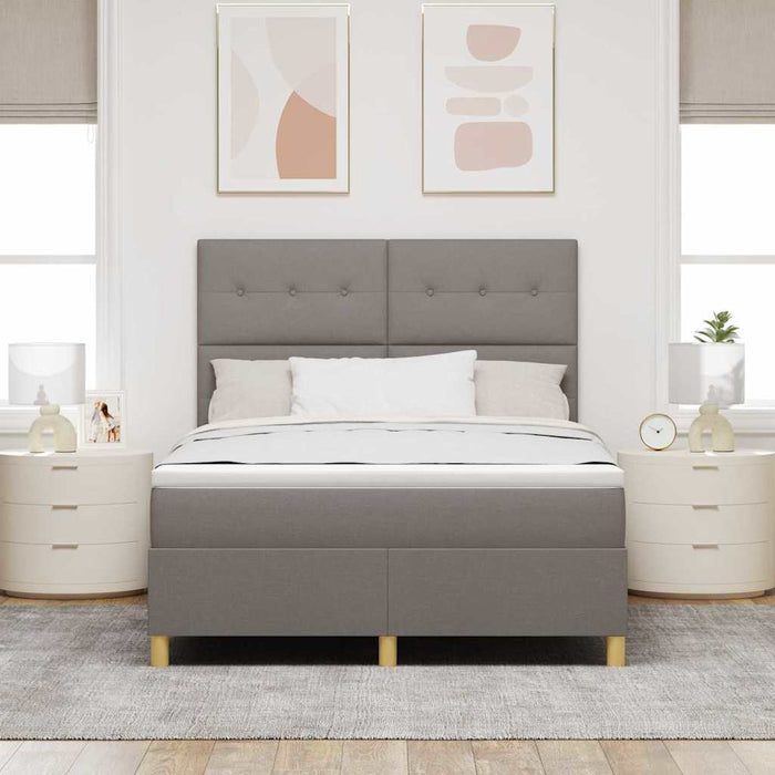 Pat cu arcuri cu saltea Gri taupe 140 x 190 cm țesătură - WALTI WALTI