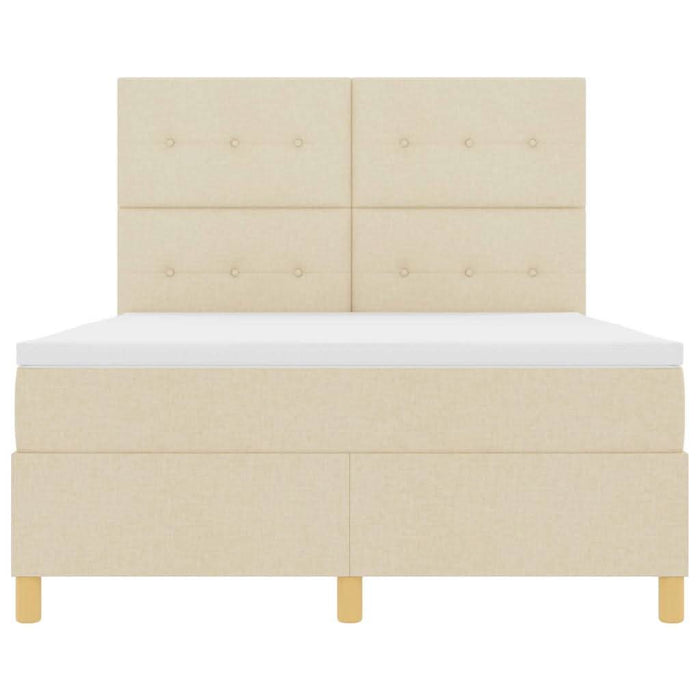 Pat cu arcuri cu saltea cu headboard Crem 140 x 190 cm țesătură - WALTI WALTI