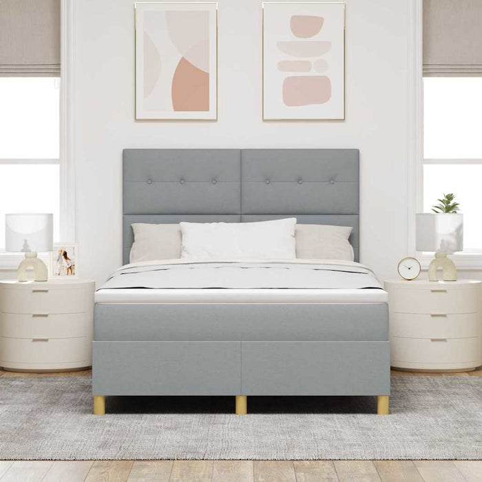 Pat cu arcuri cu saltea Gri deschis 140 x 200 cm țesătură - WALTI WALTI