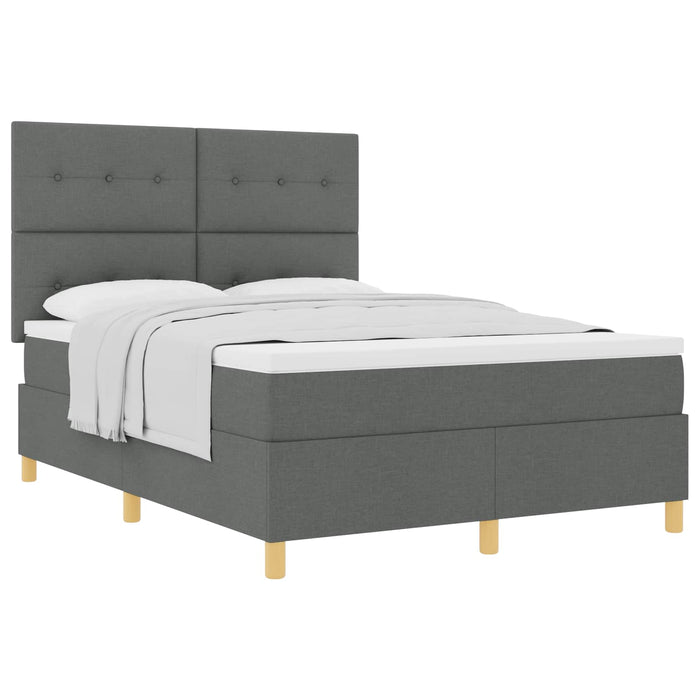 Pat cu arcuri cu saltea Gri închis 140 x 200 cm țesătură - WALTI WALTI