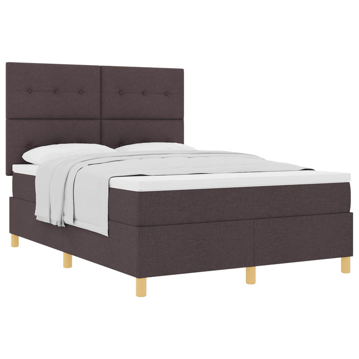 Pat cu arcuri cu saltea Maro închis 140 x 200 cm țesătură - WALTI WALTI