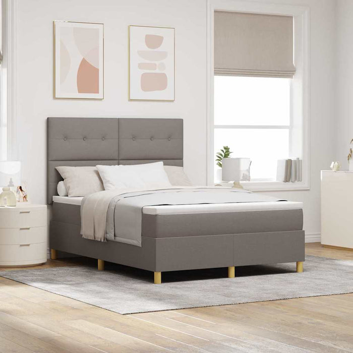 Pat cu arcuri cu saltea Gri taupe 140 x 200 cm țesătură - WALTI WALTI