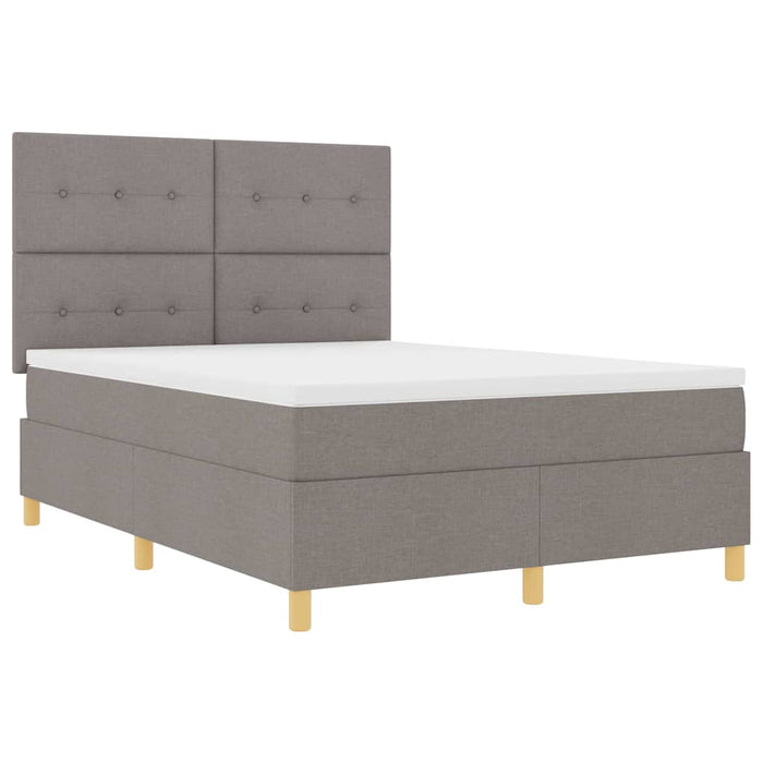 Pat cu arcuri cu saltea Gri taupe 140 x 200 cm țesătură - WALTI WALTI