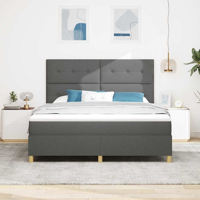 Pat cu arcuri cu headboard Gri închis 180 x 200 cm țesătură WALTI