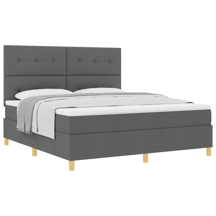 Pat cu arcuri cu headboard Gri închis 180 x 200 cm țesătură WALTI