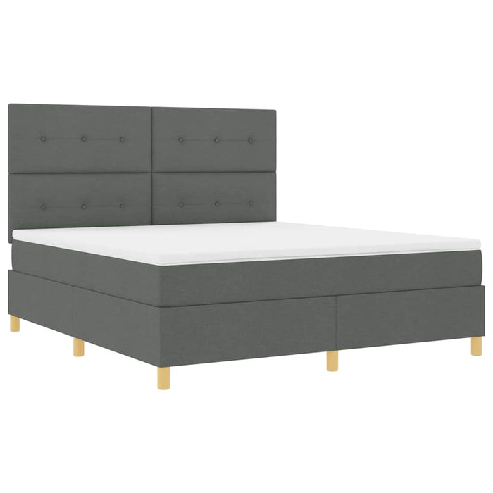 Pat cu arcuri cu headboard Gri închis 180 x 200 cm țesătură WALTI
