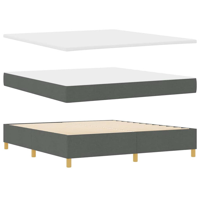 Pat cu arcuri cu headboard Gri închis 180 x 200 cm țesătură WALTI