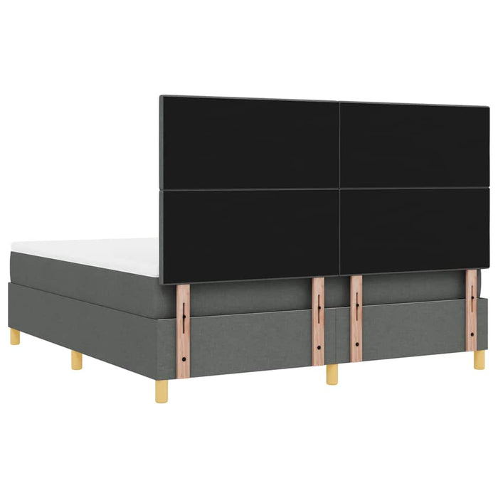 Pat cu arcuri cu headboard Gri închis 180 x 200 cm țesătură WALTI