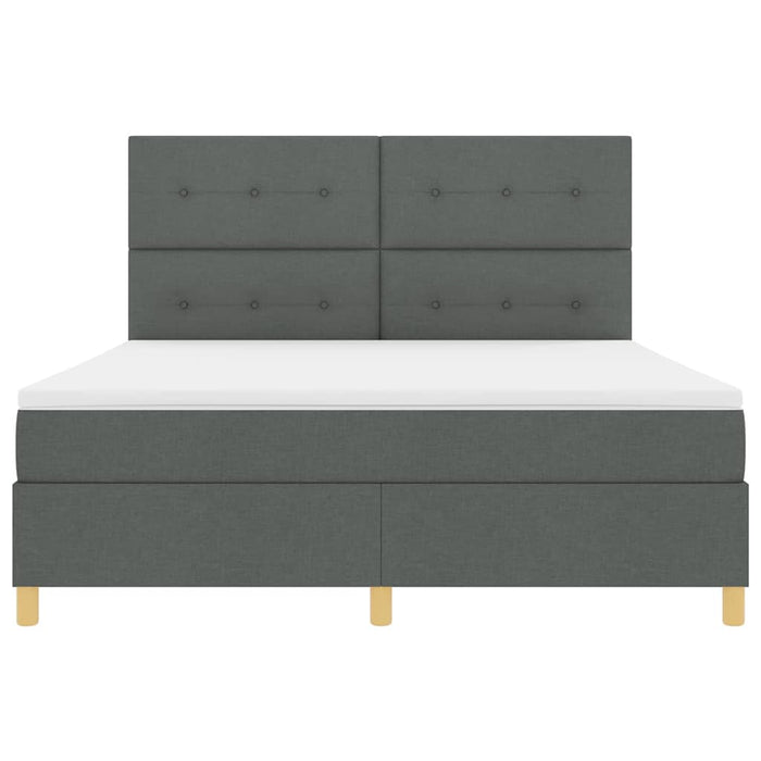 Pat cu arcuri cu headboard Gri închis 180 x 200 cm țesătură WALTI