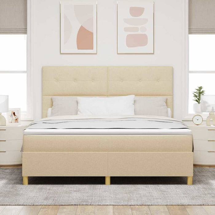 Pat cu arcuri cu saltea cu headboard Crem 180 x 200 cm țesătură - WALTI WALTI