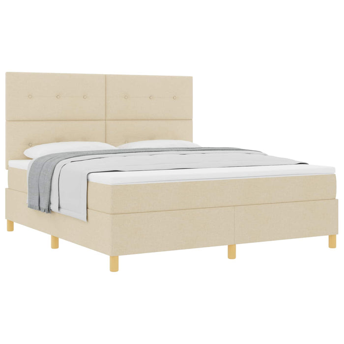 Pat cu arcuri cu saltea cu headboard Crem 180 x 200 cm țesătură - WALTI WALTI