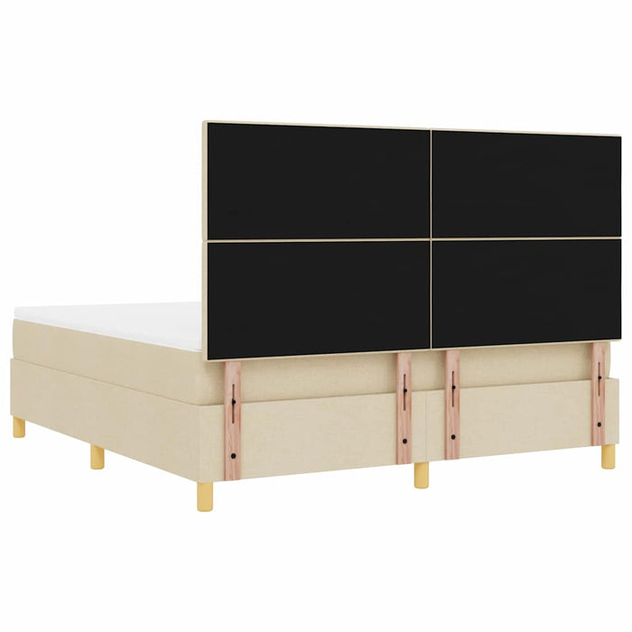Pat cu arcuri cu saltea cu headboard Crem 180 x 200 cm țesătură - WALTI WALTI