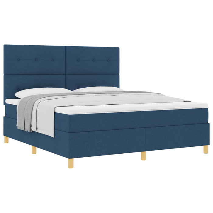 Pat cu arcuri cu headboard albastru 180 x 200 cm țesătură WALTI