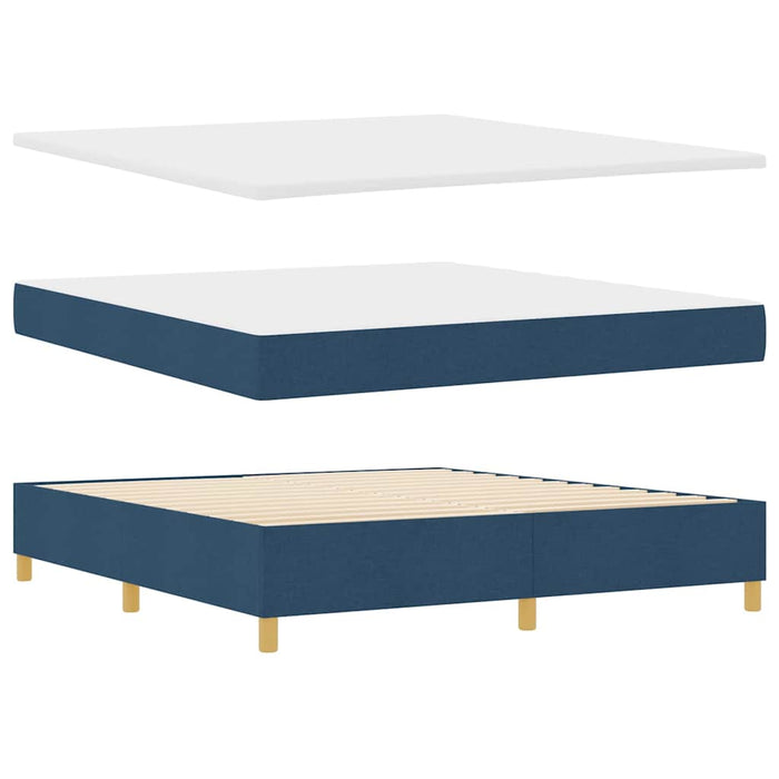 Pat cu arcuri cu headboard albastru 180 x 200 cm țesătură WALTI