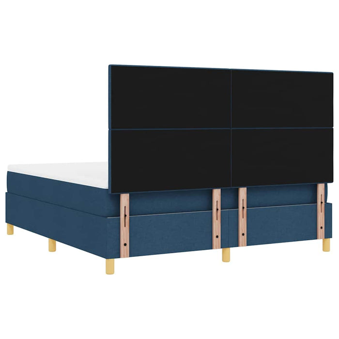 Pat cu arcuri cu headboard albastru 180 x 200 cm țesătură WALTI