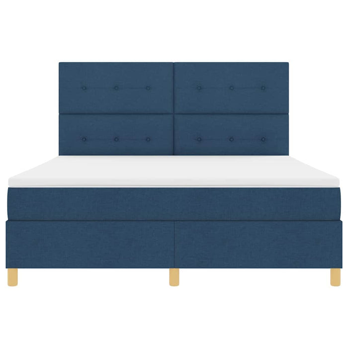 Pat cu arcuri cu headboard albastru 180 x 200 cm țesătură WALTI