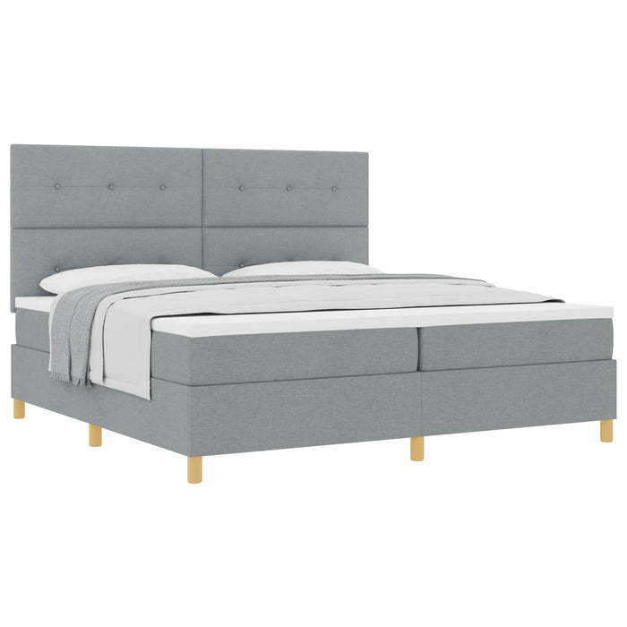 Pat cu arcuri cu headboard Gri deschis 200 x 200 cm țesătură - WALTI WALTI
