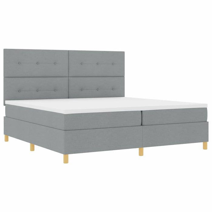 Pat cu arcuri cu headboard Gri deschis 200 x 200 cm țesătură - WALTI WALTI