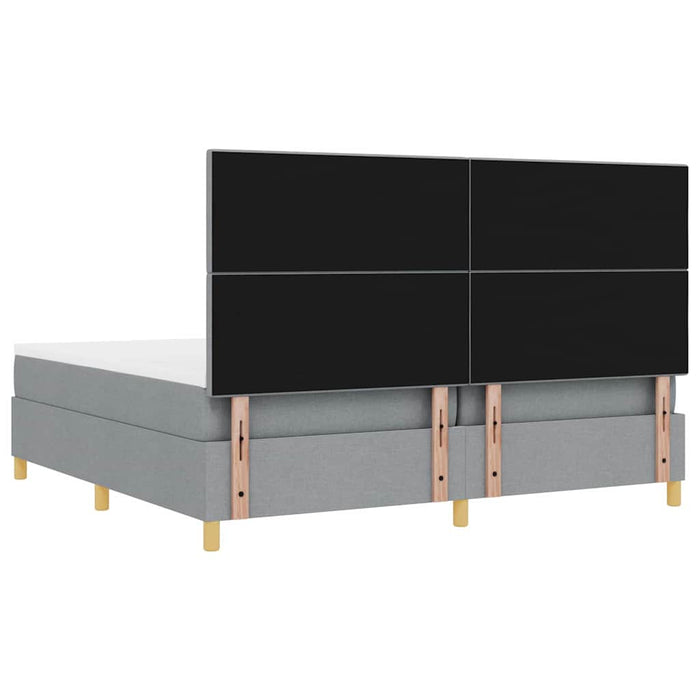 Pat cu arcuri cu headboard Gri deschis 200 x 200 cm țesătură - WALTI WALTI