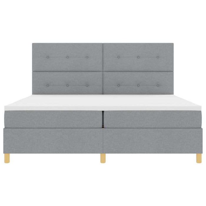 Pat cu arcuri cu headboard Gri deschis 200 x 200 cm țesătură - WALTI WALTI