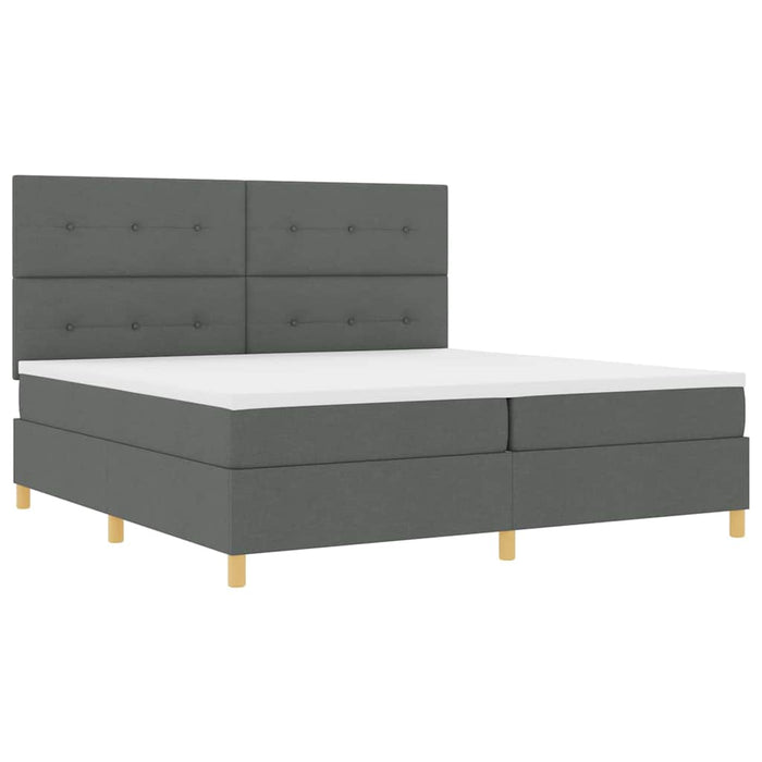 Pat cu arcuri cu headboard Gri închis 200 x 200 cm țesătură - WALTI WALTI