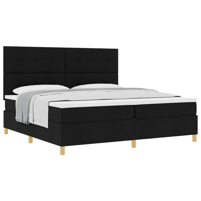 Pat cu arcuri cu saltea Negru 200 x 200 cm țesătură WALTI