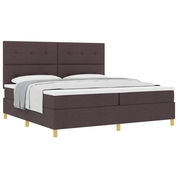 Pat cu arcuri cu headboard Maro închis 200 x 200 cm țesătură WALTI